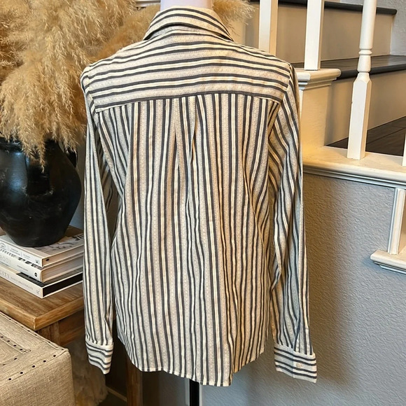 Hem & Thread Stripe Contrast Button Down Shirt Size Medium - Picture 4 of 6